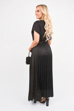 Load image into Gallery viewer, Belted Short Sleeve Pleated Midi Dress
