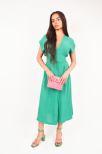 Load image into Gallery viewer, Button Down Cap Sleeve Midi Dress
