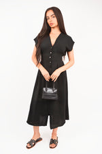 Load image into Gallery viewer, Button Down Cap Sleeve Midi Dress
