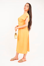 Load image into Gallery viewer, Button Down Cap Sleeve Midi Dress
