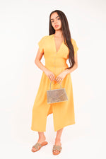 Load image into Gallery viewer, Button Down Cap Sleeve Midi Dress

