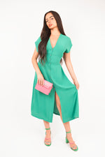 Load image into Gallery viewer, Button Down Cap Sleeve Midi Dress
