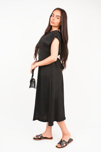 Button Down Cap Sleeve Midi Dress
