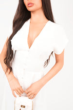 Load image into Gallery viewer, Button Down Cap Sleeve Midi Dress
