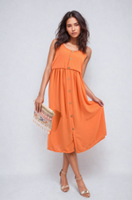 Load image into Gallery viewer, Button Front Strappy Midi Dress
