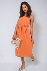 Load image into Gallery viewer, Button Front Strappy Midi Dress
