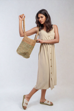 Load image into Gallery viewer, Button Front Strappy Midi Dress
