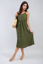 Load image into Gallery viewer, Button Front Strappy Midi Dress
