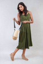 Load image into Gallery viewer, Button Front Strappy Midi Dress
