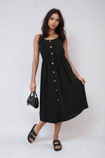 Load image into Gallery viewer, Button Front Strappy Midi Dress
