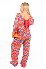 Load image into Gallery viewer, Zigzag Print Top and Wide Leg Trousers Co-ord Set
