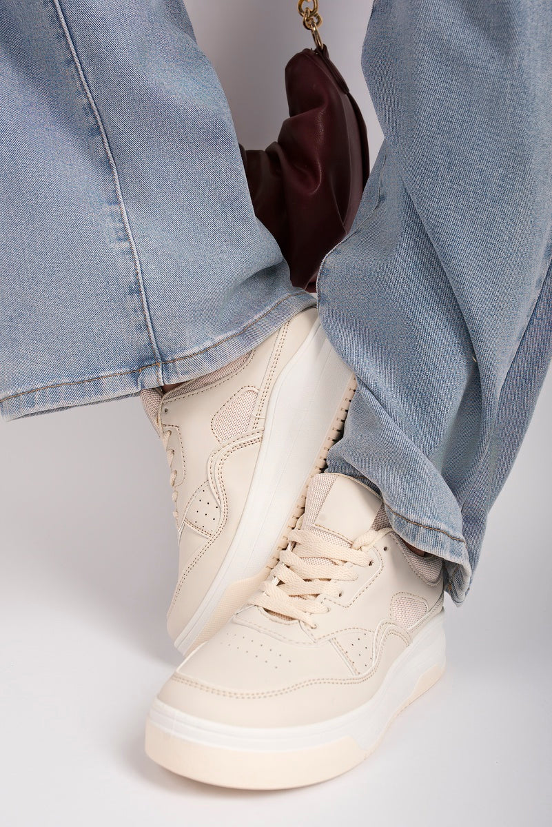 Faux Leather Chunky Platform Trainers