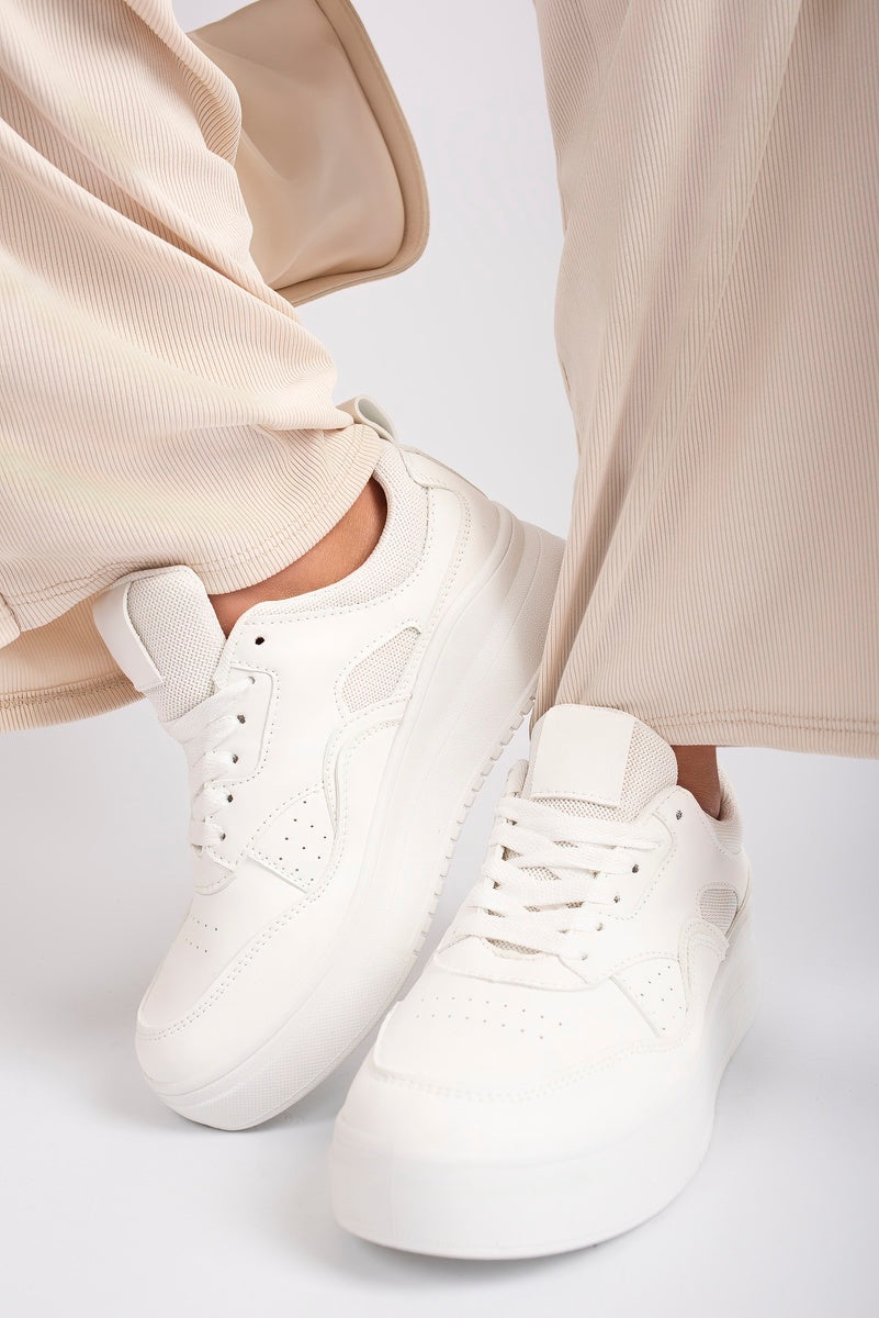 Faux Leather Chunky Platform Trainers