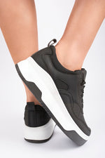 Load image into Gallery viewer, Faux Leather Chunky Platform Trainers
