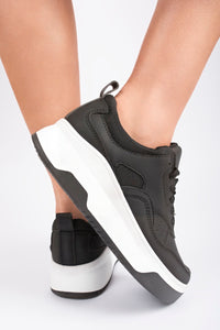 Faux Leather Chunky Platform Trainers