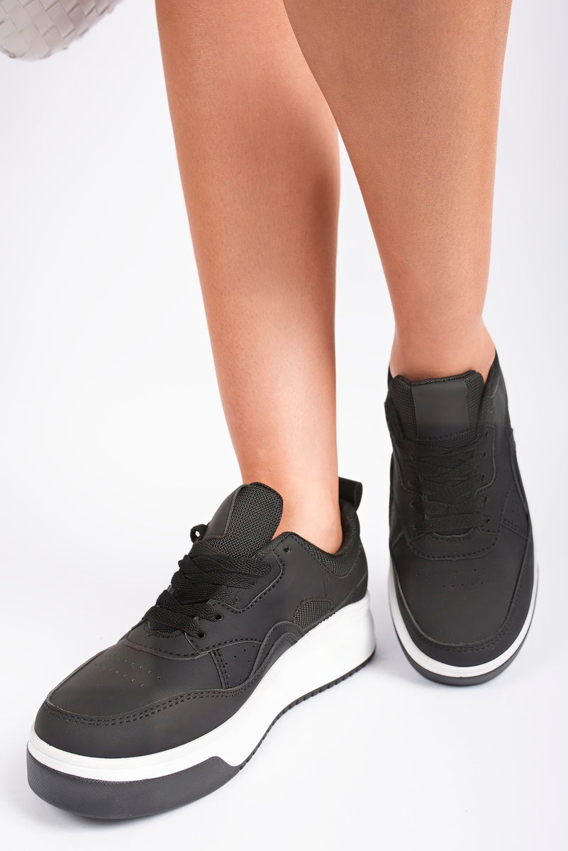 Faux Leather Chunky Platform Trainers