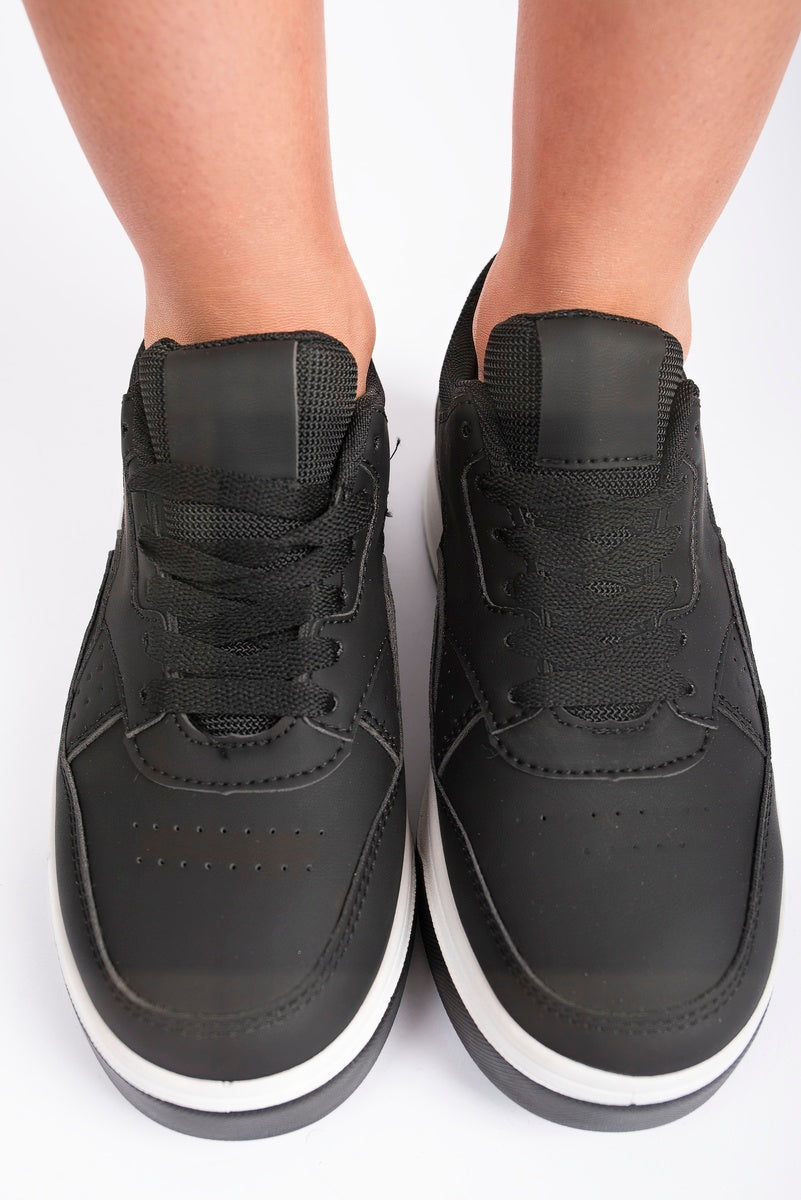Faux Leather Chunky Platform Trainers