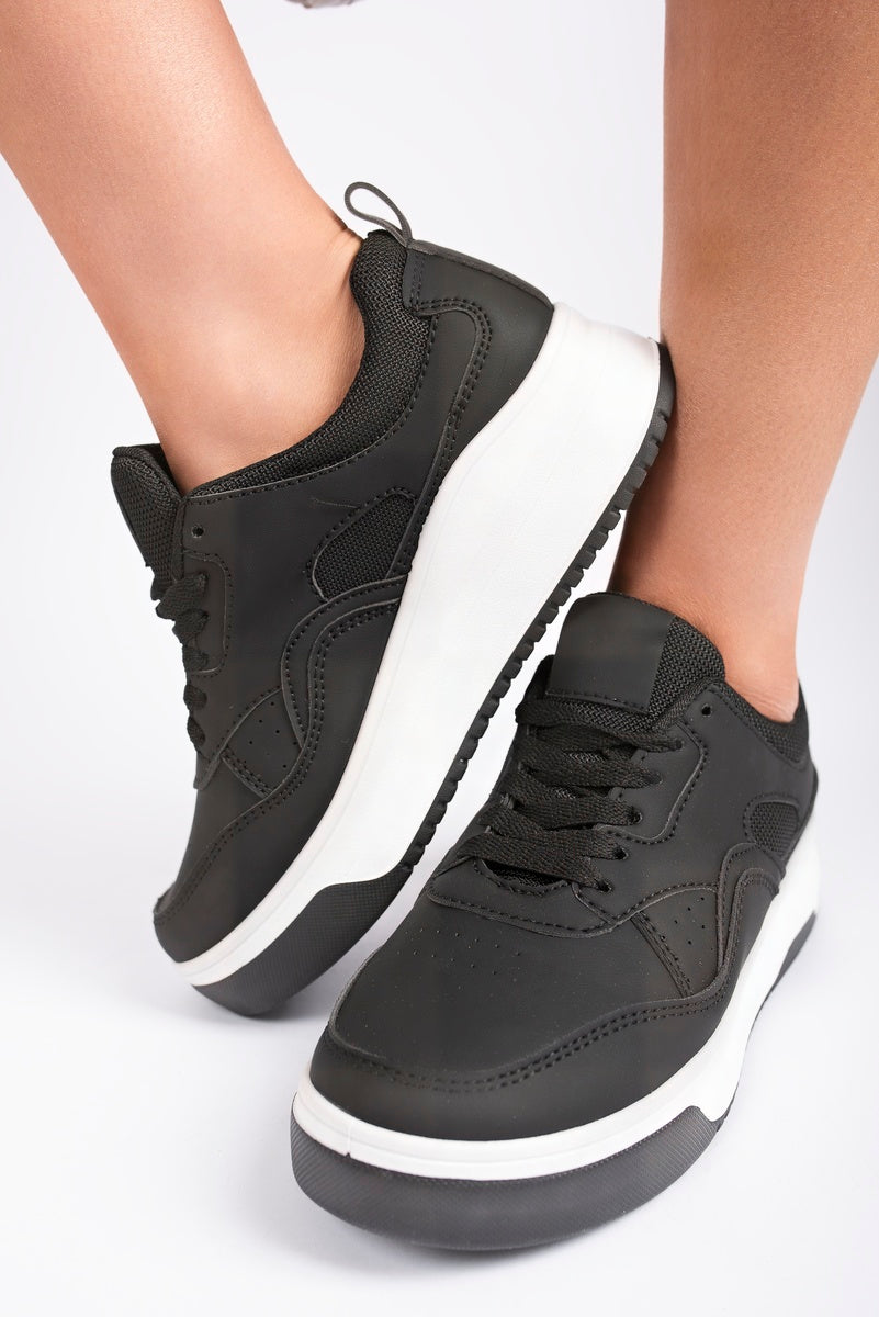 Faux Leather Chunky Platform Trainers