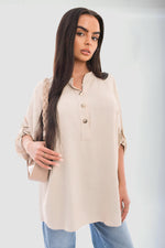 Load image into Gallery viewer, Loose Fit Button Detail Front Folded Long Sleeve Top
