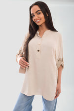 Load image into Gallery viewer, Loose Fit Button Detail Front Folded Long Sleeve Top
