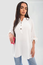 Load image into Gallery viewer, Loose Fit Button Detail Front Folded Long Sleeve Top
