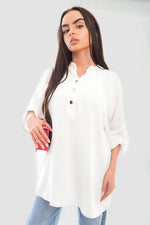 Load image into Gallery viewer, Loose Fit Button Detail Front Folded Long Sleeve Top
