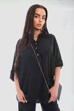 Load image into Gallery viewer, Loose Fit Button Detail Front Folded Long Sleeve Top
