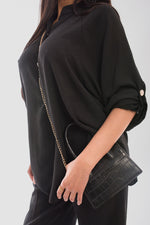 Load image into Gallery viewer, Loose Fit Button Detail Front Folded Long Sleeve Top
