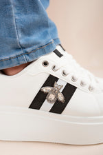 Load image into Gallery viewer, Chunky Glitter Detail Trainers with Bee Charm
