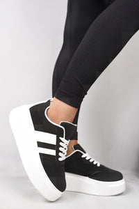 Chunky Lace Up Trainers with Contrast Stripe