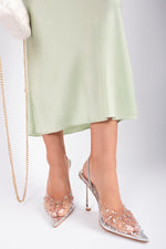 Load image into Gallery viewer, Studded Pointed Slingback Heels
