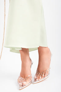 Studded Pointed Slingback Heels