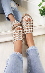 Load image into Gallery viewer, Studded Caged Open Toe Sandals
