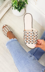 Load image into Gallery viewer, Studded Caged Open Toe Sandals
