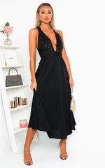 Load image into Gallery viewer, Backless Sequin Midi Dress
