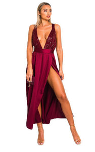 Backless Sequin Midi Dress
