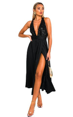 Load image into Gallery viewer, Backless Sequin Midi Dress
