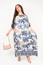 Load image into Gallery viewer, Oversized Batwing Maxi Dress with Tropical Print
