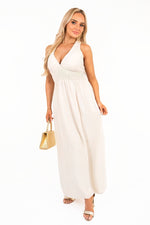Load image into Gallery viewer, Cross Back Maxi Dress with Ruched Waist

