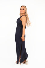 Load image into Gallery viewer, Cross Back Maxi Dress with Ruched Waist
