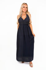 Load image into Gallery viewer, Cross Back Maxi Dress with Ruched Waist
