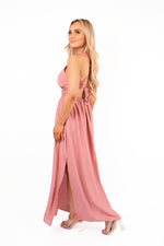 Load image into Gallery viewer, Cross Back Maxi Dress with Ruched Waist
