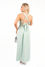 Load image into Gallery viewer, Cross Back Maxi Dress with Ruched Waist
