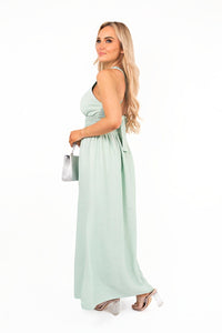 Cross Back Maxi Dress with Ruched Waist
