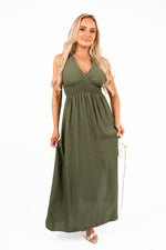Load image into Gallery viewer, Cross Back Maxi Dress with Ruched Waist
