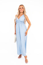 Load image into Gallery viewer, Cross Back Maxi Dress with Ruched Waist
