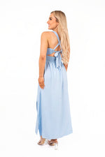 Load image into Gallery viewer, Cross Back Maxi Dress with Ruched Waist
