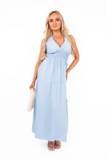 Load image into Gallery viewer, Cross Back Maxi Dress with Ruched Waist
