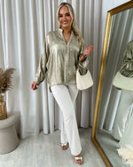 Load image into Gallery viewer, Metallic V-Neck Oversized Top
