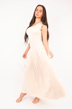 Load image into Gallery viewer, Short Sleeve Pleated Relaxed Maxi Dress
